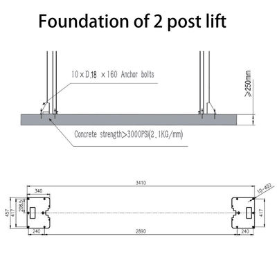 Dos capacidad 2.2kw de la elevación hidráulica 4T del poste para el taller